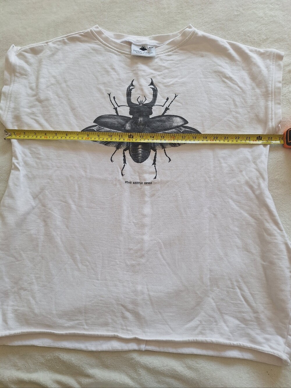 Helon Melon Stag Beetle Heavyweight Cotton Oversized Tee Pockets Mens S M - Picture 4 of 8